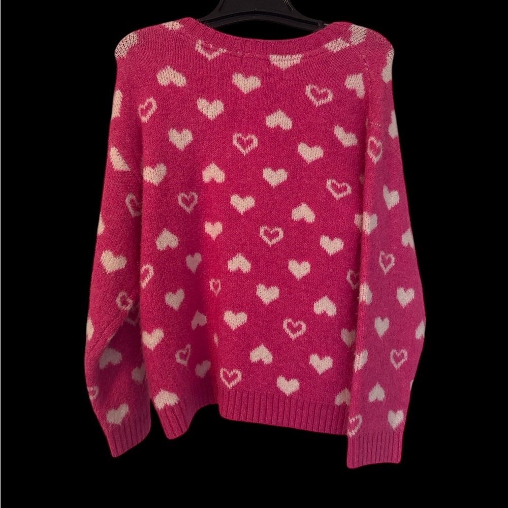 Pink Heart Pattern Sweater - Picture 2 of 6